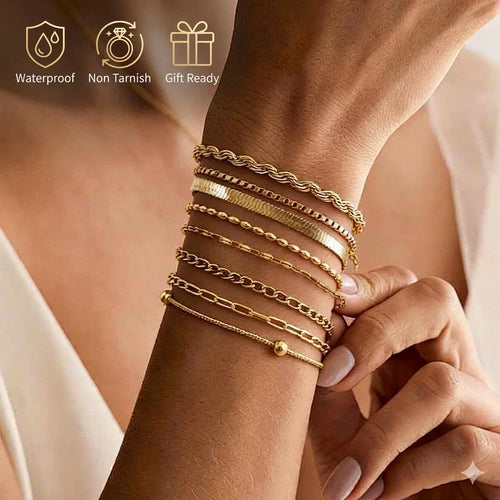 Herringbone Armband – 14K vergoldet, wasserfest