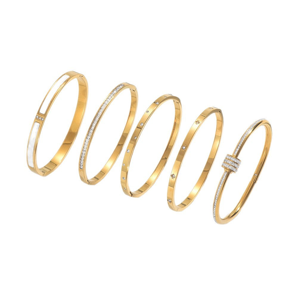 Diamond Armband – 18K Gold, Titan-Stahl