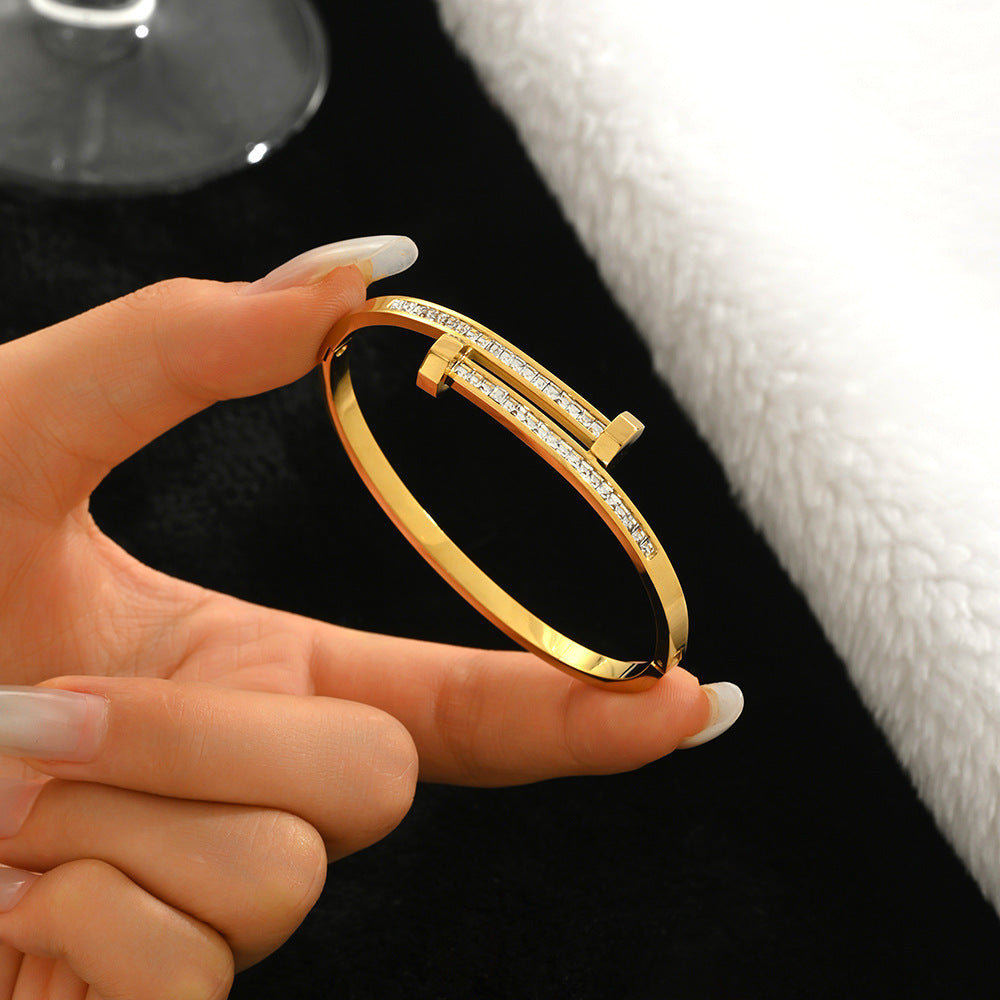 Diamond Armband – 18K Gold, Titan-Stahl