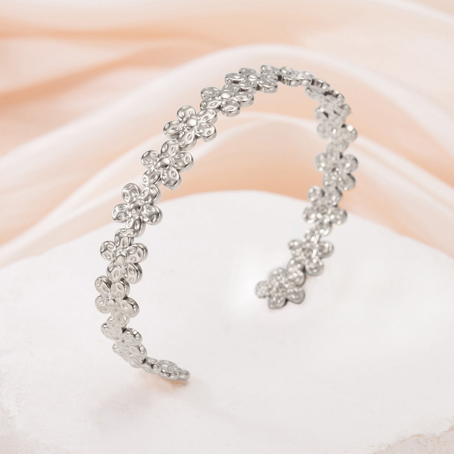 Heart Flower Armband – Edelstahl vergoldet