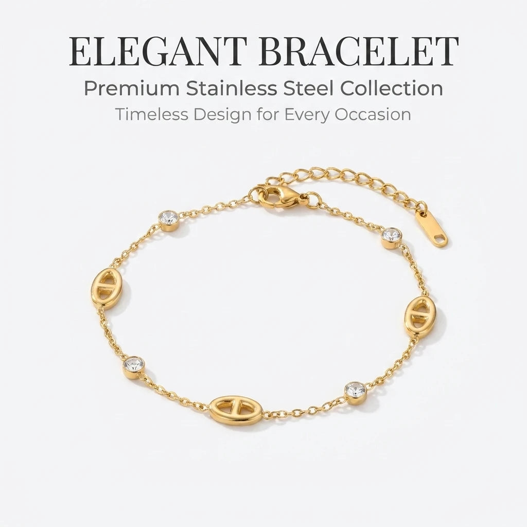 Minimalist Zircon Armband – Edelstahl, French Style