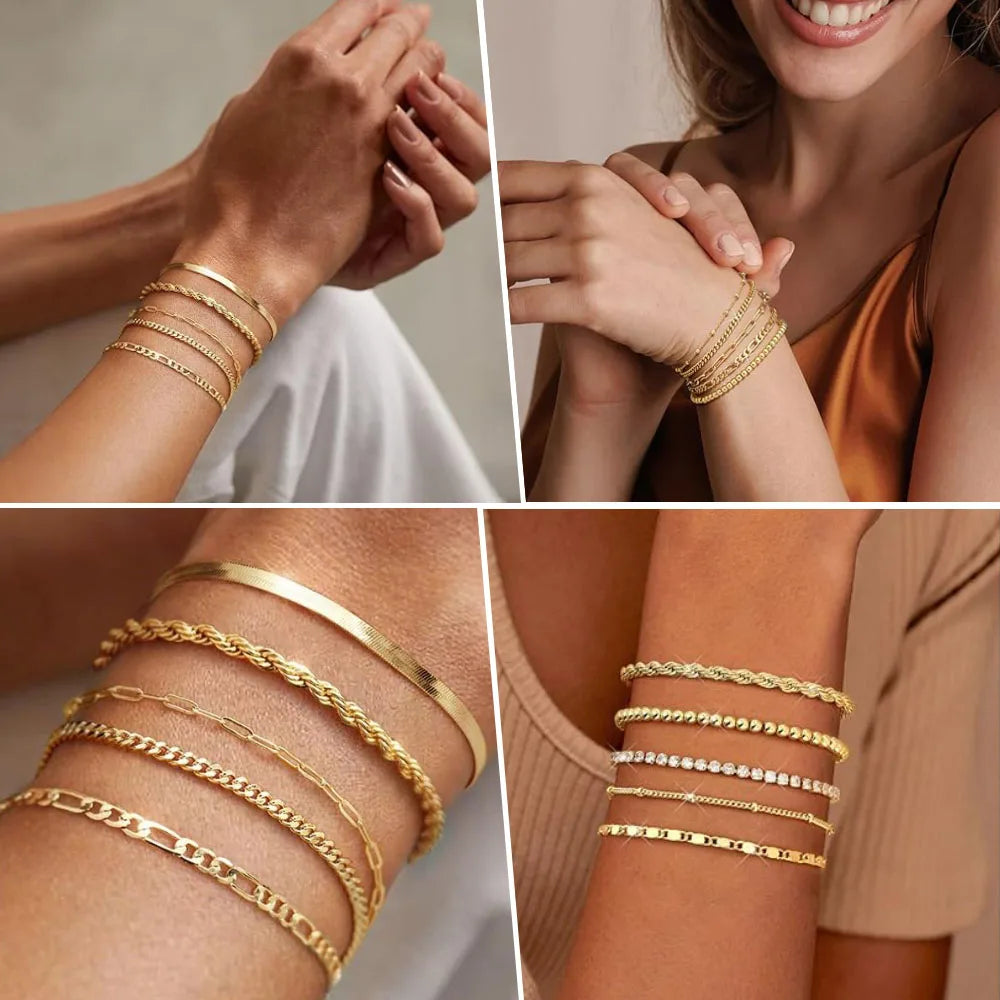 Herringbone Armband – 14K vergoldet, wasserfest